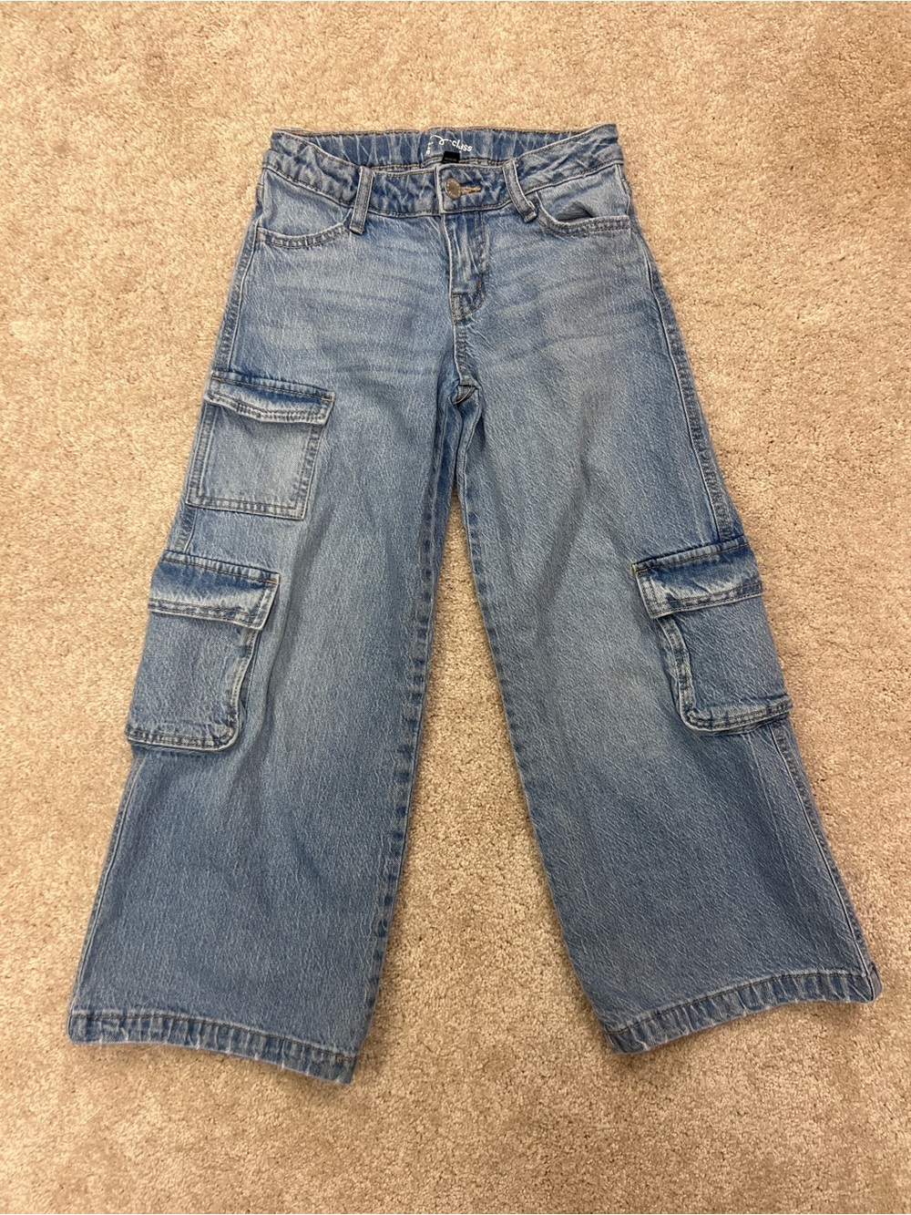 Art Class Girls Cargo Jeans Sz 7 Light Wash